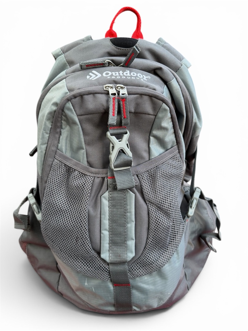 Outdoor Products Vortex Hiking Backpack Gray Red Daypack Travel Pack